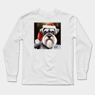 Cute Miniature Schnauzer Drawing Long Sleeve T-Shirt